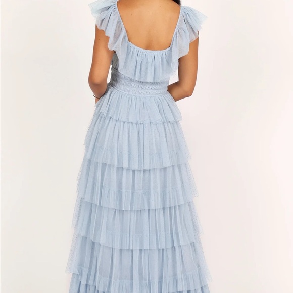 Elegant Light Blue Tiered Maxi Dress - Picture 4 of 6